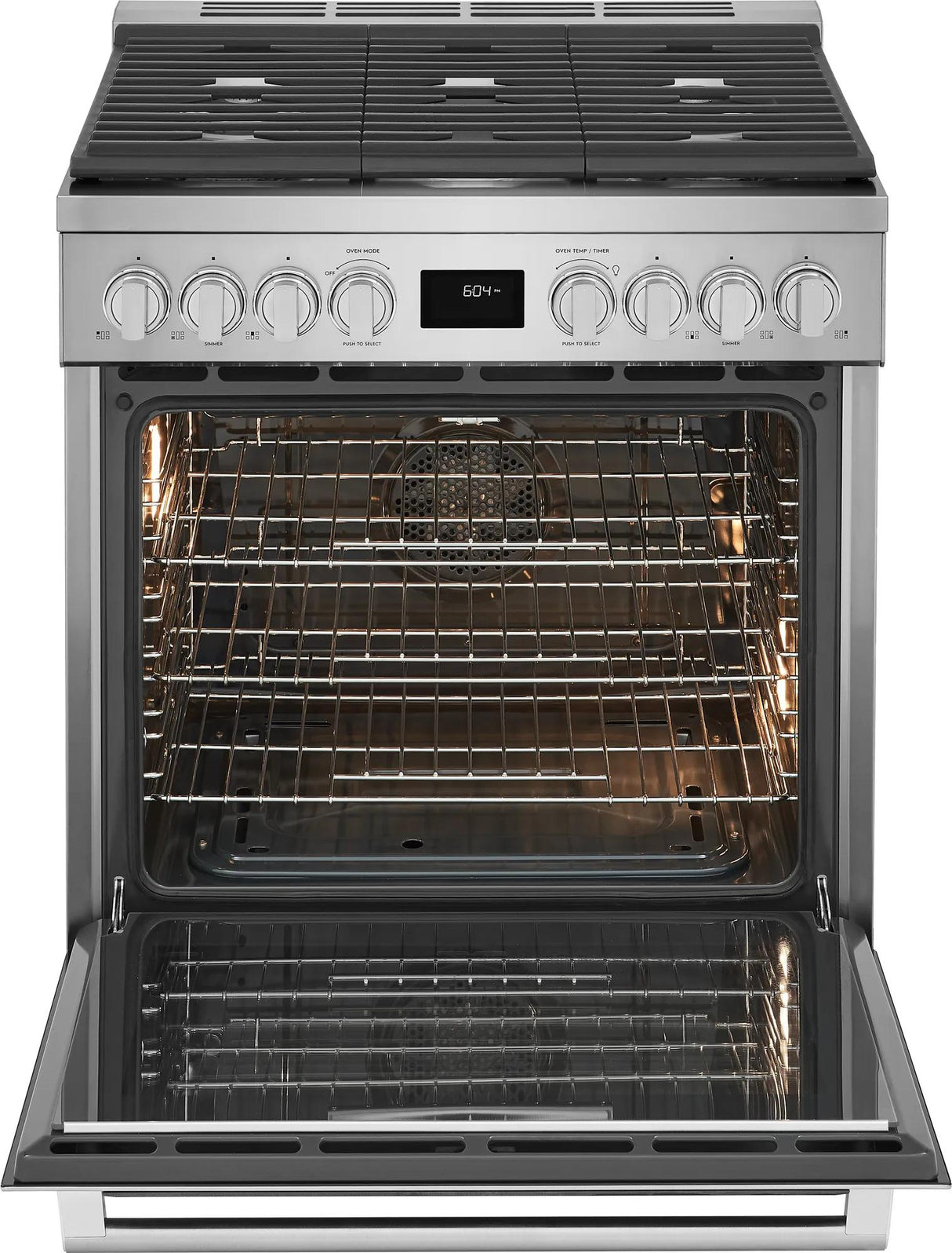Electrolux 30" Front Control Freestanding Gas Range with Convection, 5 Burners, Stainless Steel - ECFG3068AS