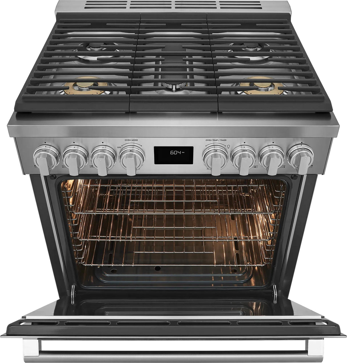 Electrolux 30" Front Control Freestanding Gas Range with Convection, 5 Burners, Stainless Steel - ECFG3068AS