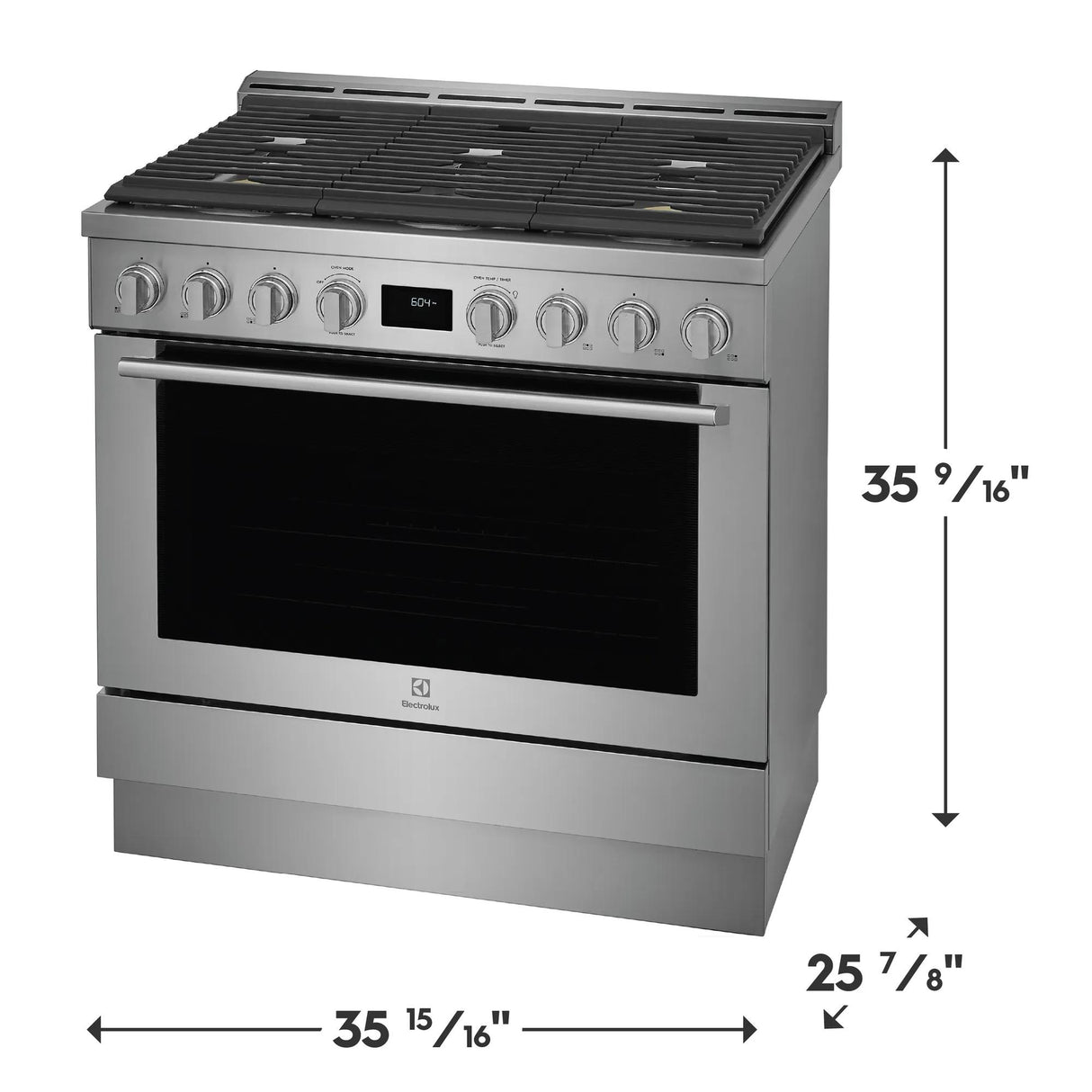 Electrolux 36" Front Control Freestanding Gas Range with Convection, 6 Burners, Stainless Steel - ECFG3668AS