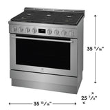 Electrolux 36" Front Control Freestanding Gas Range with Convection, 6 Burners, Stainless Steel - ECFG3668AS