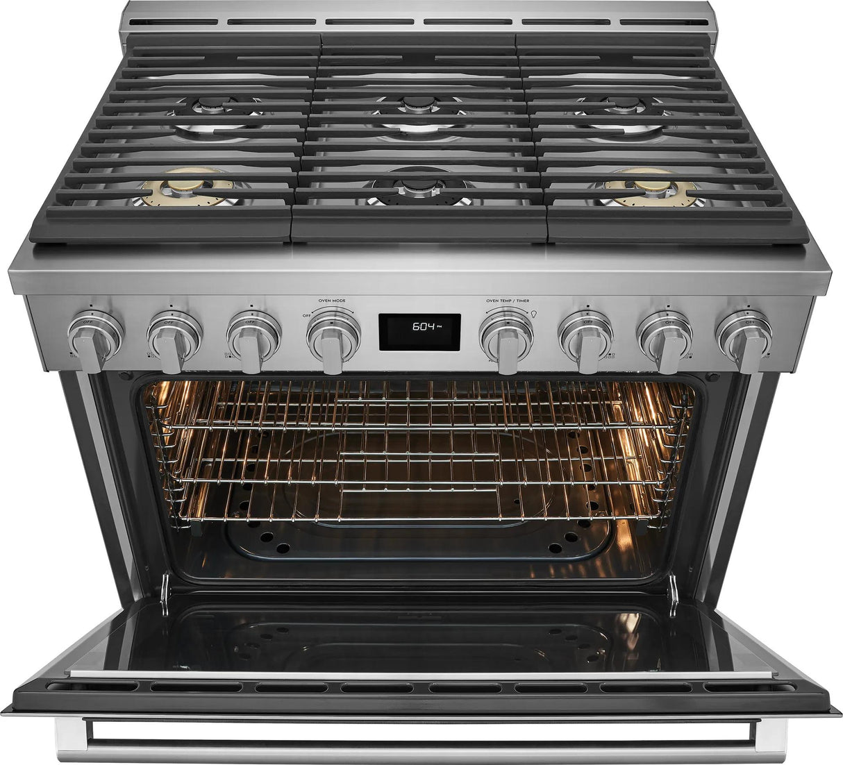 Electrolux 36" Front Control Freestanding Gas Range with Convection, 6 Burners, Stainless Steel - ECFG3668AS