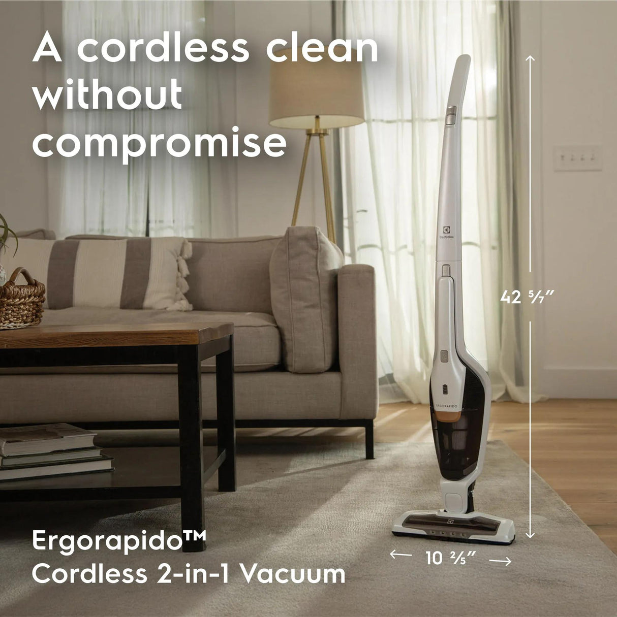 Electrolux Ergorapido Cordless 2-in-1 Stick &amp; Handheld Vacuum, Satin White