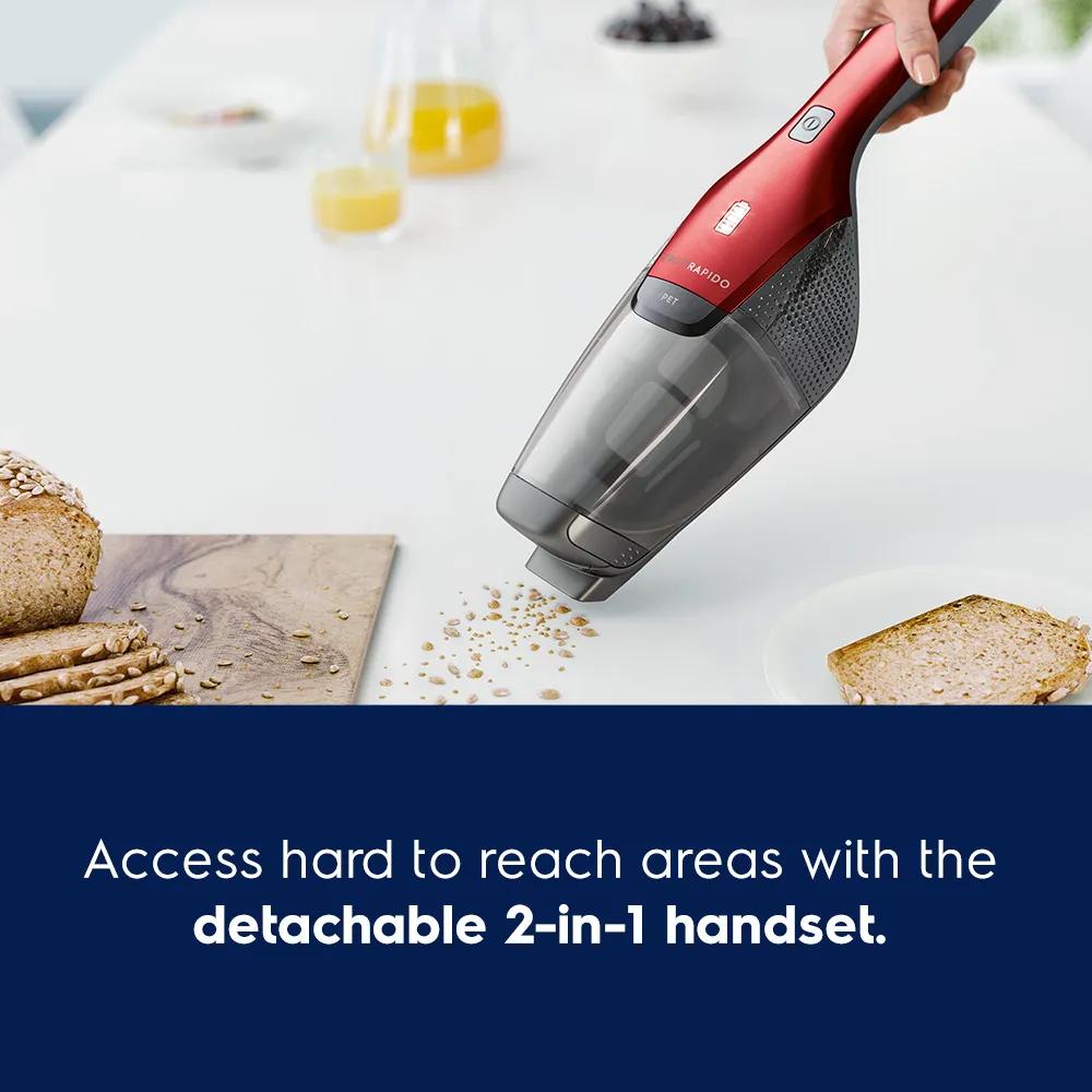 Electrolux Ergorapido Pet Cordless 2-in-1 Stick &amp; Handheld Vacuum, Chili Red