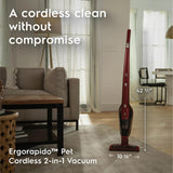 Electrolux Ergorapido Pet Cordless 2-in-1 Stick &amp; Handheld Vacuum, Chili Red