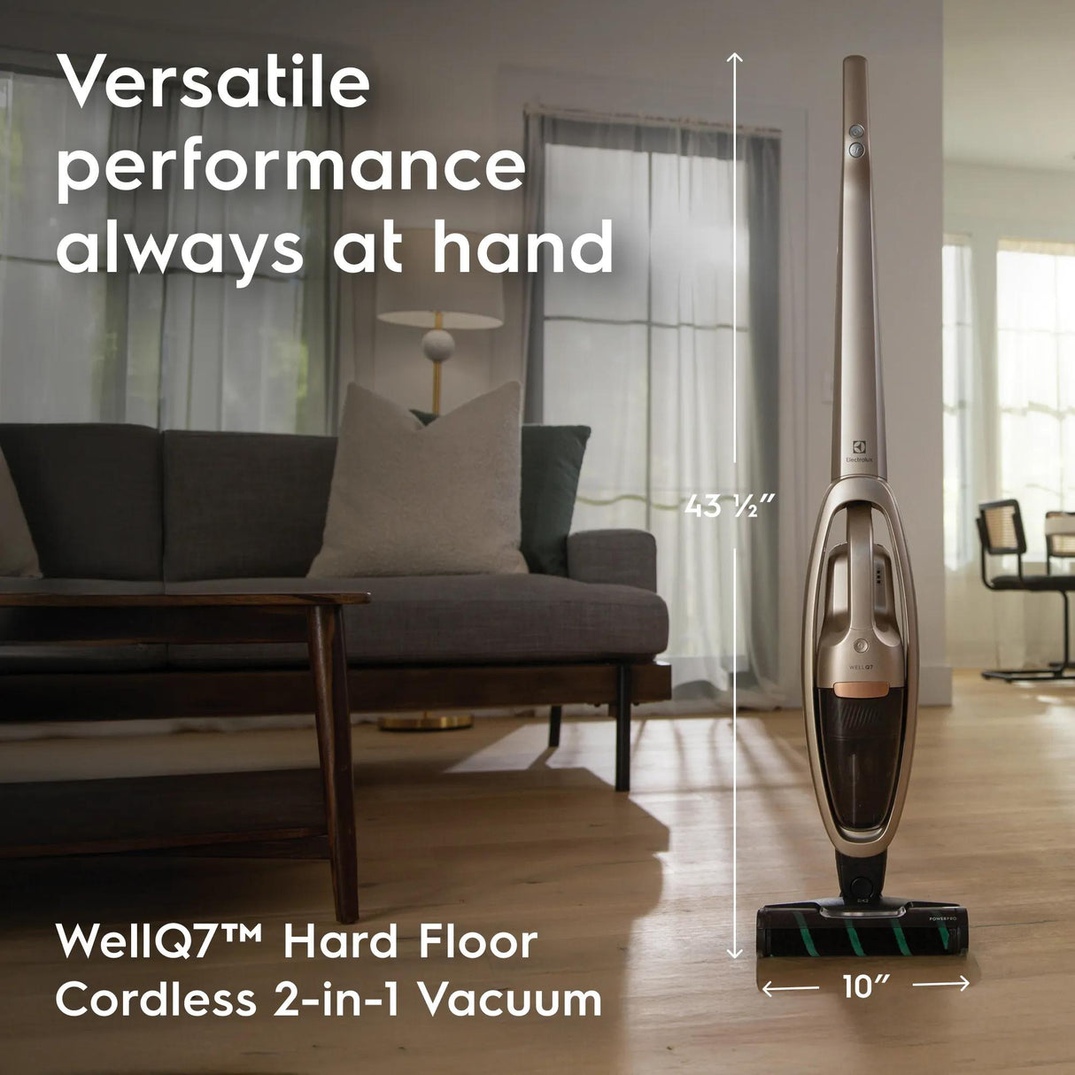 Electrolux WellQ7 Hard Floor Cordless 2-in-1 Stick &amp; Handheld Vacuum with PowerPro Roller, Soft Sand