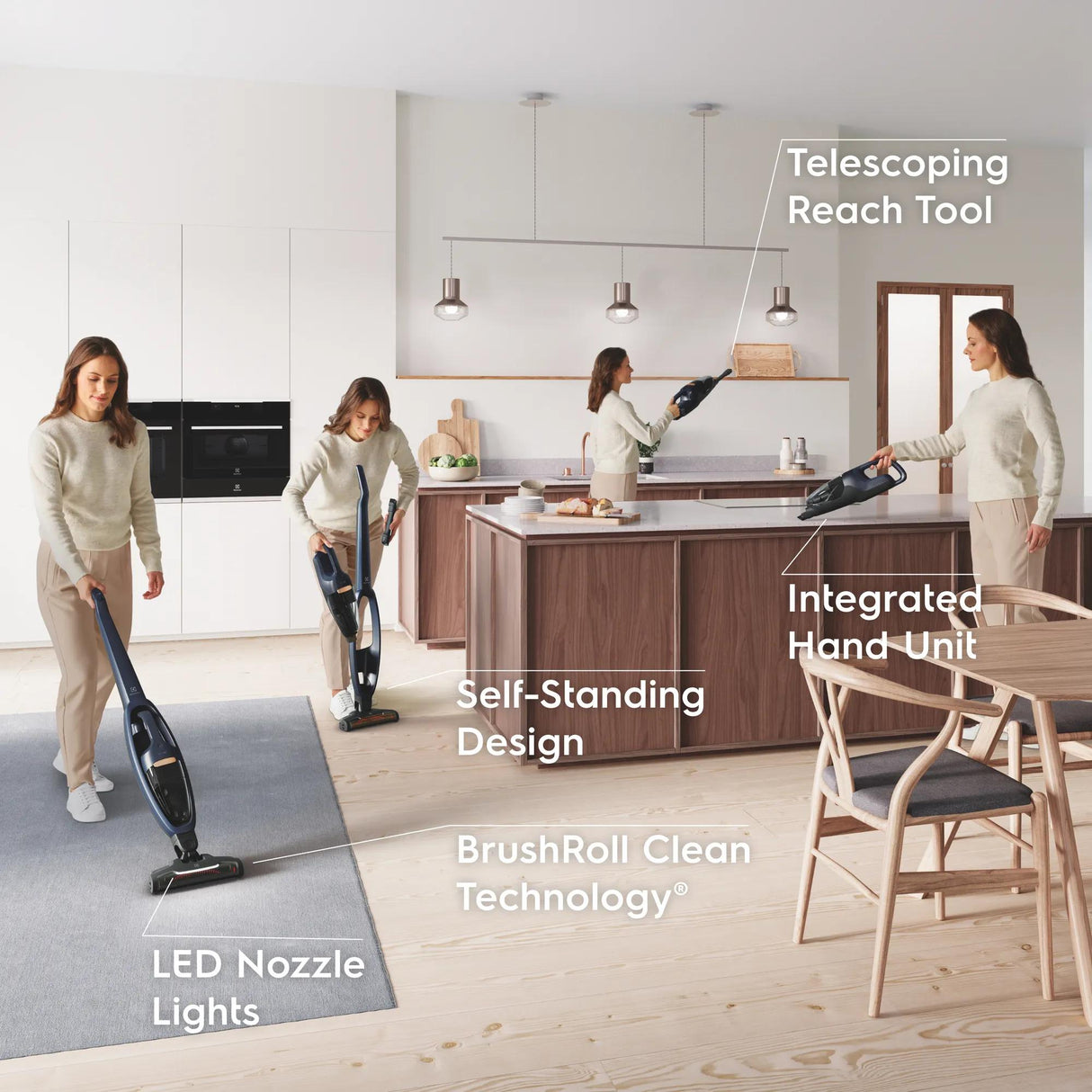 Electrolux WellQ7 Pet Cordless 2-in-1 Stick &amp; Handheld Vacuum with PetPro+ Nozzle, Indigo Blue