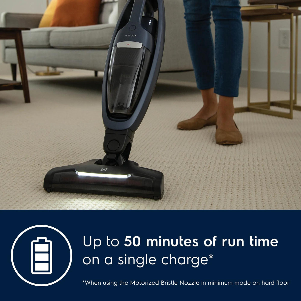 Electrolux WellQ7 Pet Cordless 2-in-1 Stick &amp; Handheld Vacuum with PetPro+ Nozzle, Indigo Blue