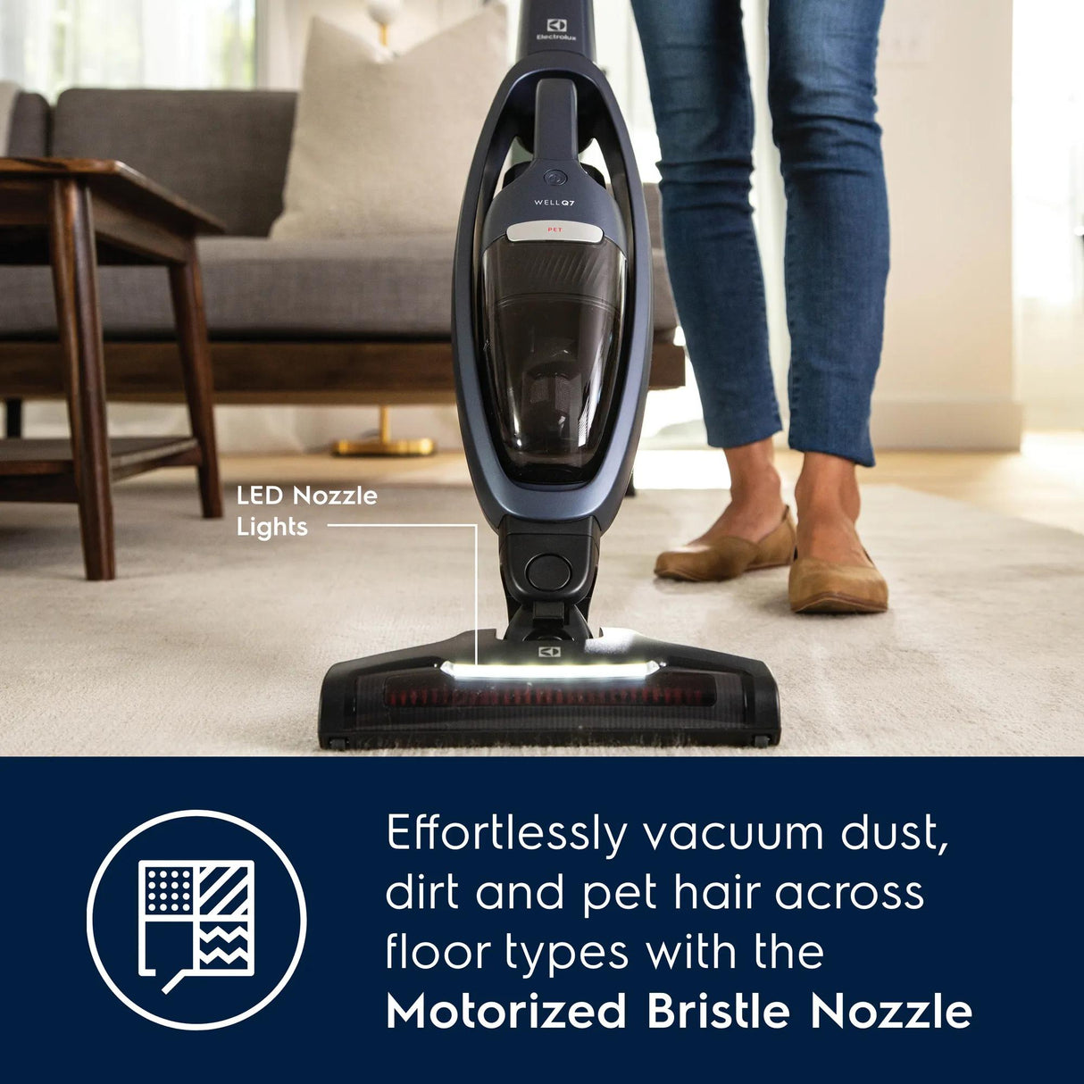 Electrolux WellQ7 Pet Cordless 2-in-1 Stick &amp; Handheld Vacuum with PetPro+ Nozzle, Indigo Blue