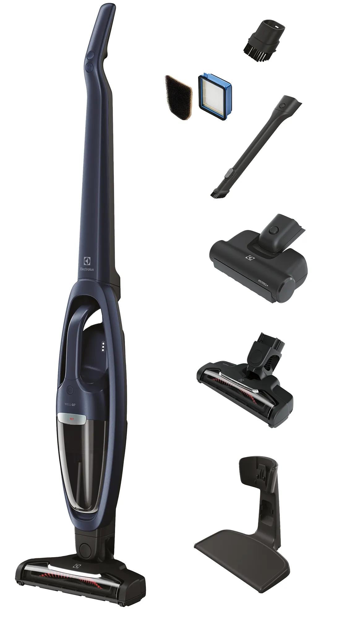 Electrolux WellQ7 Pet Cordless 2-in-1 Stick &amp; Handheld Vacuum with PetPro+ Nozzle, Indigo Blue