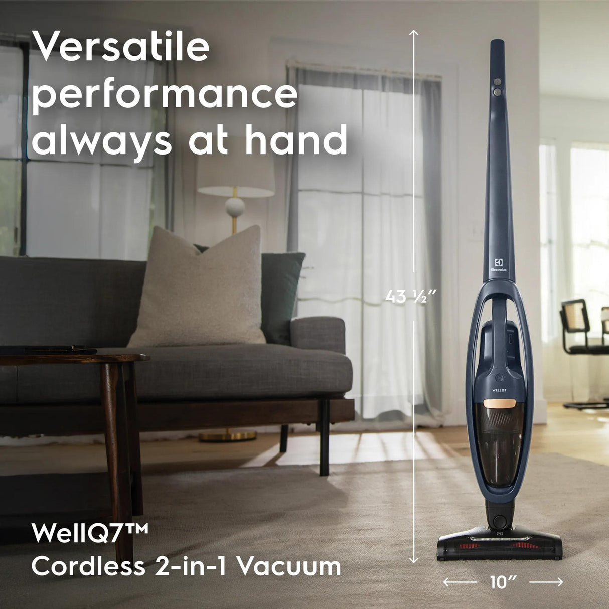 Electrolux WellQ7 Cordless 2-in-1 Stick &amp; Handheld Vacuum, 50-Min Runtime, Denim Blue