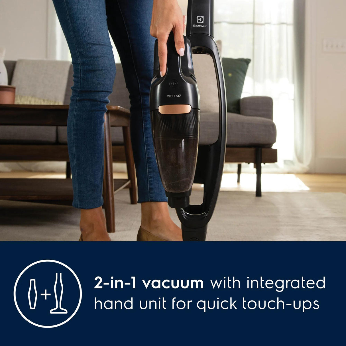 Electrolux WellQ7 Cordless 2-in-1 Stick &amp; Handheld Vacuum, 50-Min Runtime, Granite Grey