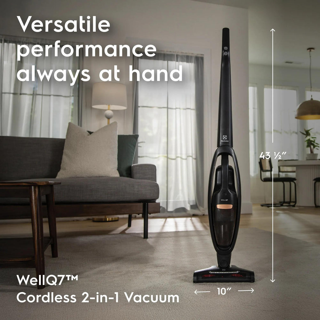 Electrolux WellQ7 Cordless 2-in-1 Stick &amp; Handheld Vacuum, 50-Min Runtime, Granite Grey