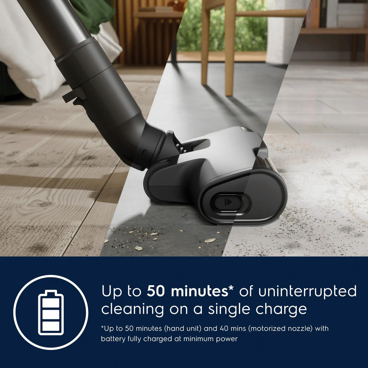 Electrolux Ultimate600 Cordless 2-in-1 Stick &amp; Handheld Vacuum with PowerPro Nozzle, 50-Min Runtime, Denim Blue