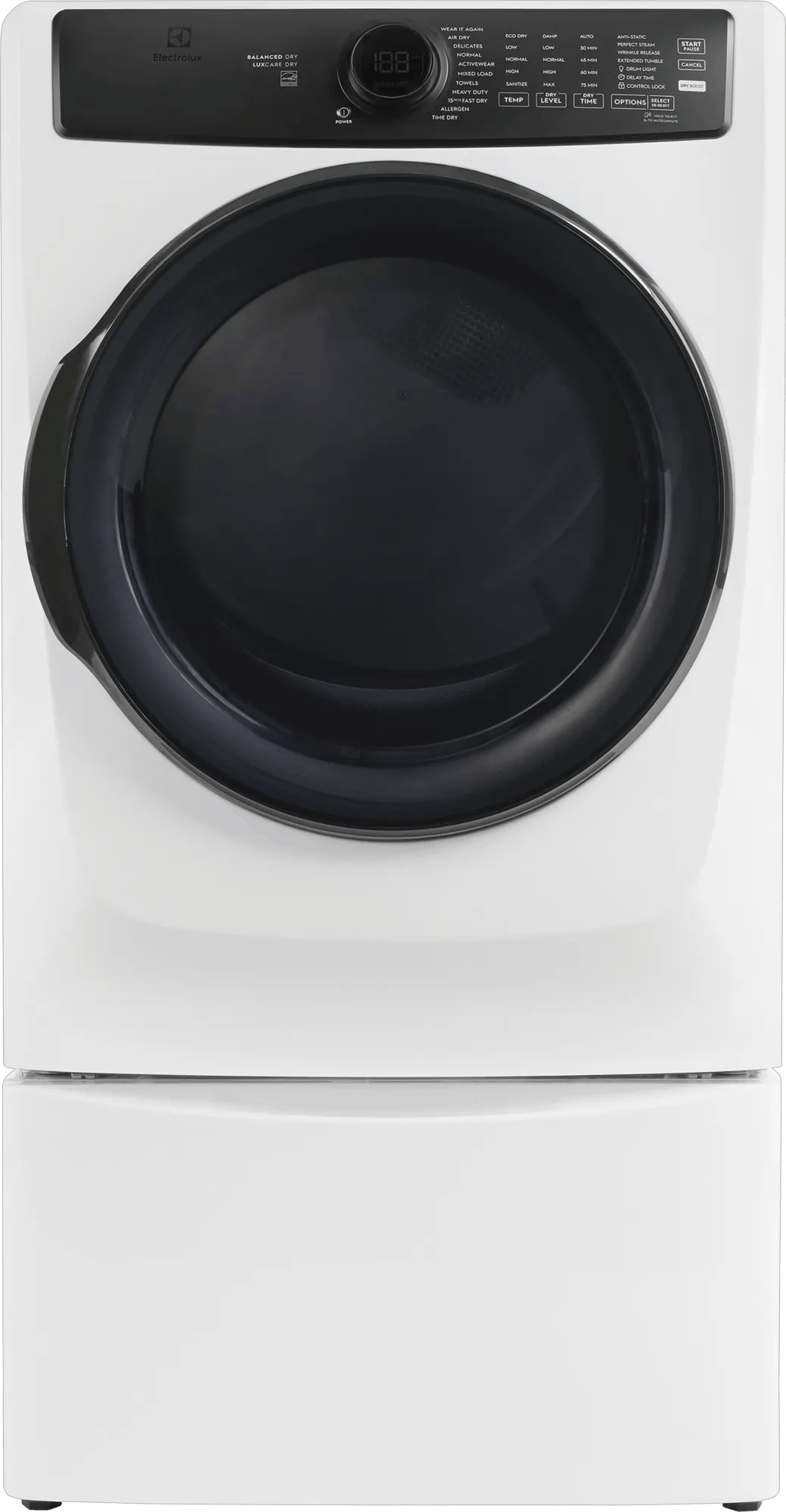 Electrolux 700 Series 8.0 Cu. Ft. Front Load Gas Dryer with Perfect Steam, LuxCare Dry &amp; Instant Refresh, Matte White