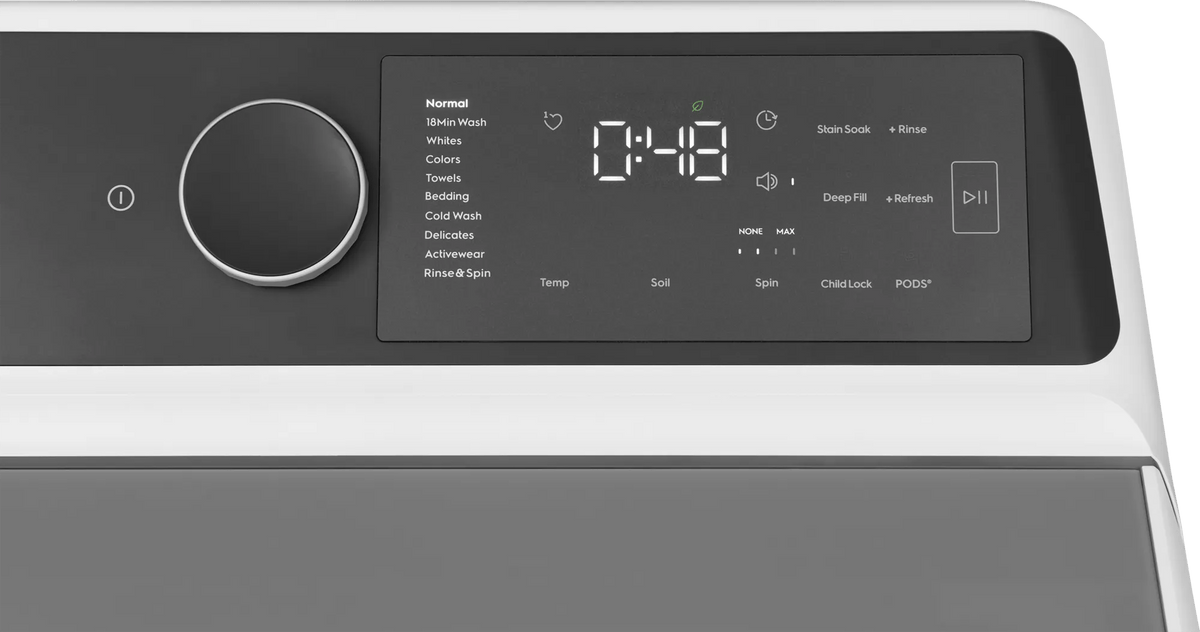 Electrolux ELVW7405AW top load washer - control panel detail