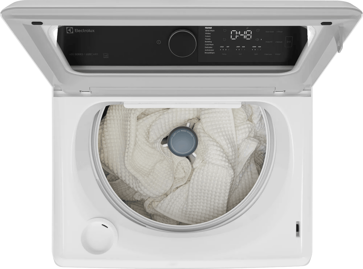 Electrolux ELVW7405AW top load washer - open lid detail