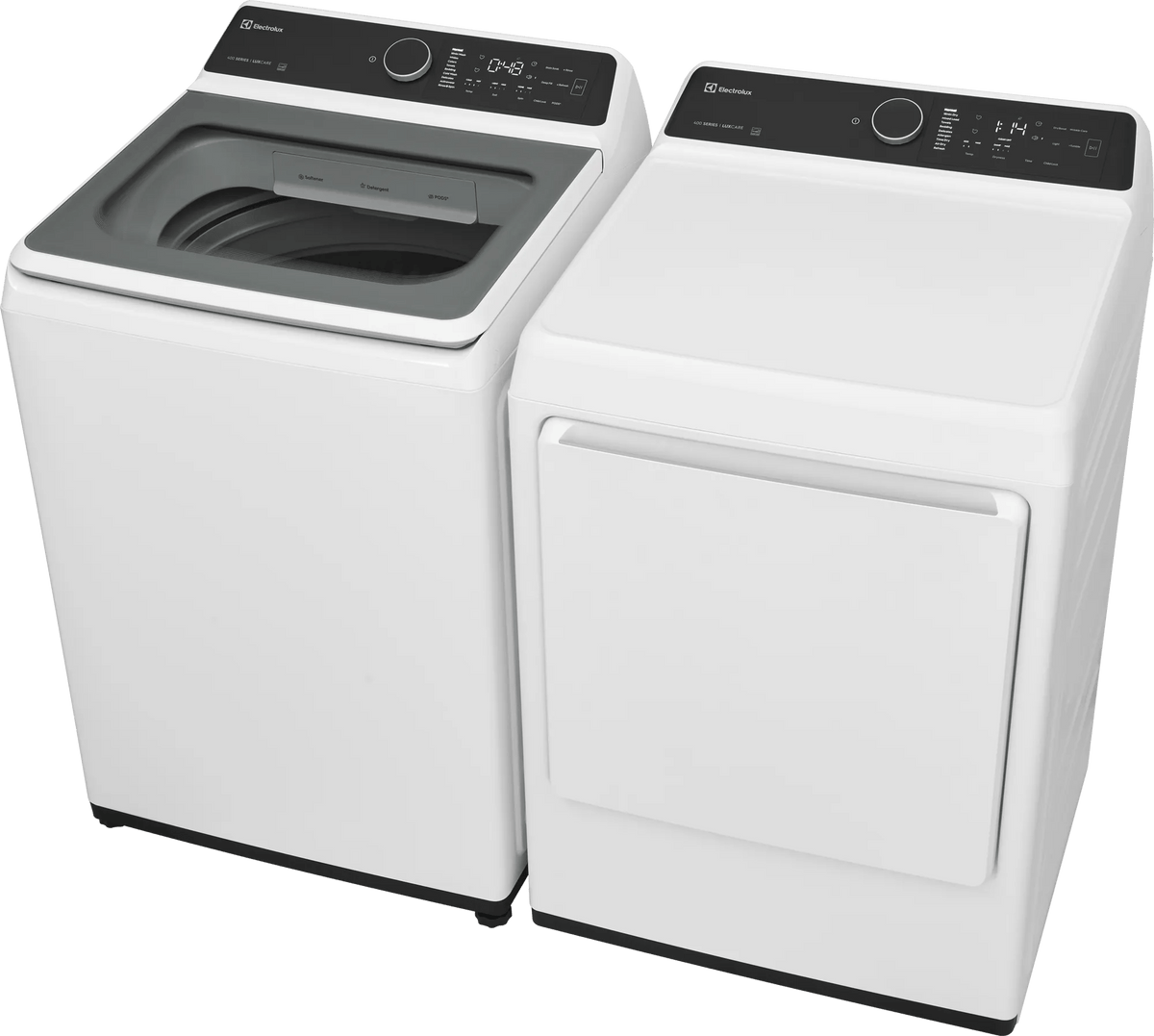 Electrolux ELVW7405AW washer and matching dryer - three-quarter view