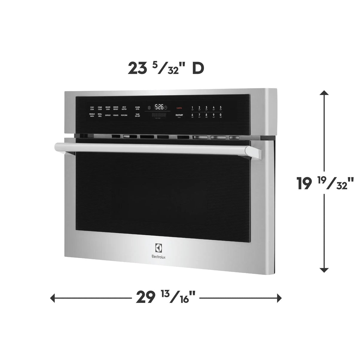 Electrolux 30" Built-In Convection Microwave Oven with Drop-Down Door, 1.6 Cu. Ft., Stainless Steel