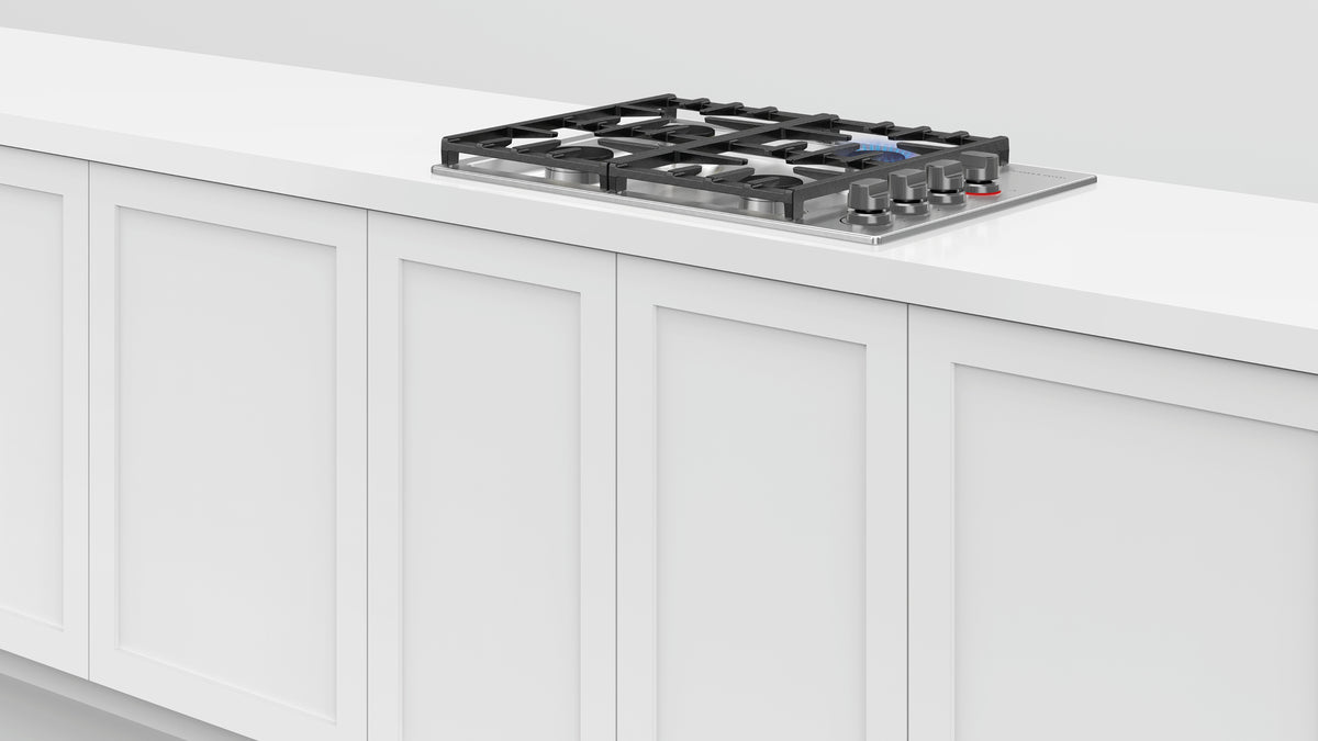 Fisher & Paykel CDV3-304H-N 30-inch Gas Cooktop - Angled Kitchen Install