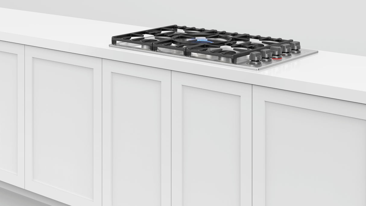 Fisher & Paykel CDV3-365H-L 36-inch Gas Cooktop - Angled Kitchen Install