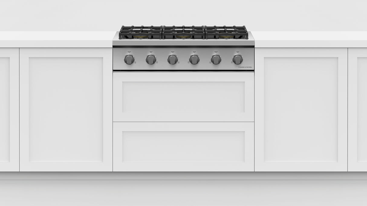 Fisher & Paykel CPV3-366-L Professional Rangetop installed in kitchen