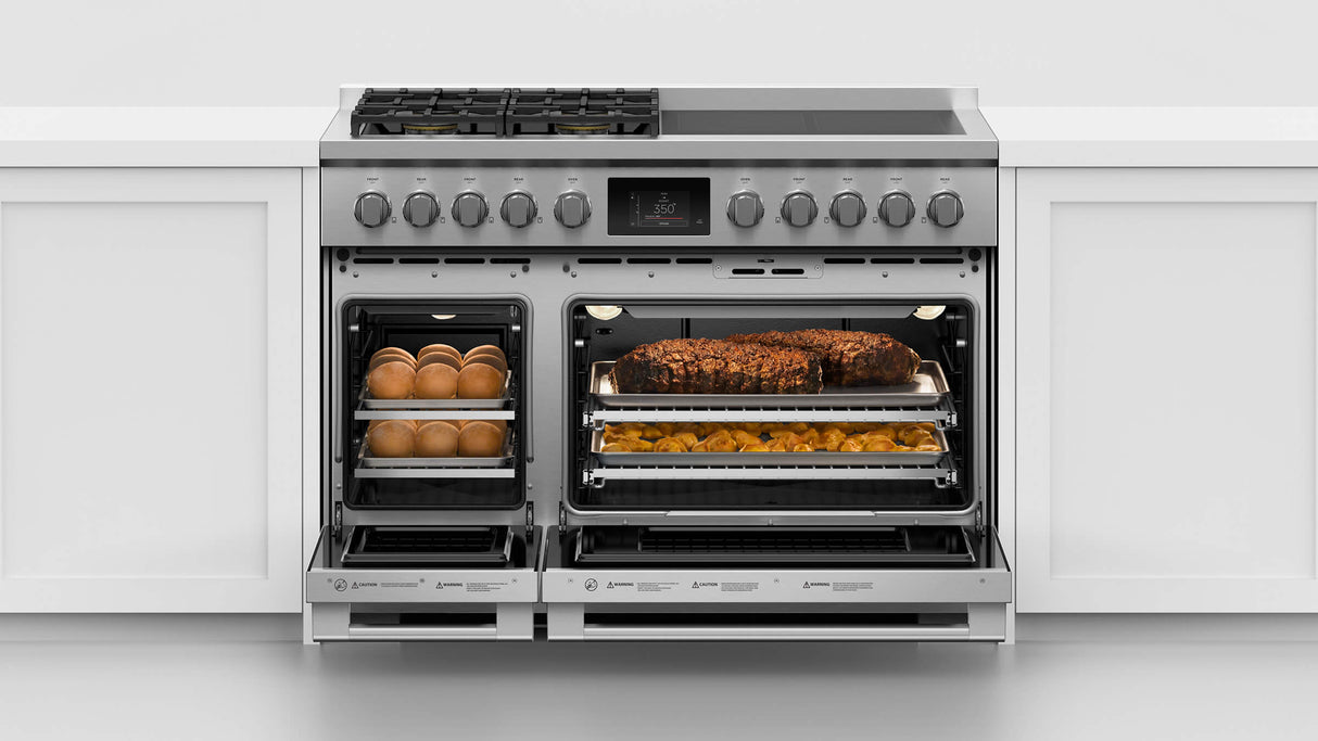 Fisher & Paykel RHV3-484-L 48" Series 11 Professional Dual Fuel 4 Burner + 4 Zone Induction Self-Cleaning Range, LPG - Product Detail View