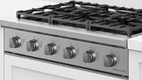 Fisher & Paykel CPV3-366-N Professional Rangetop installed, angled view