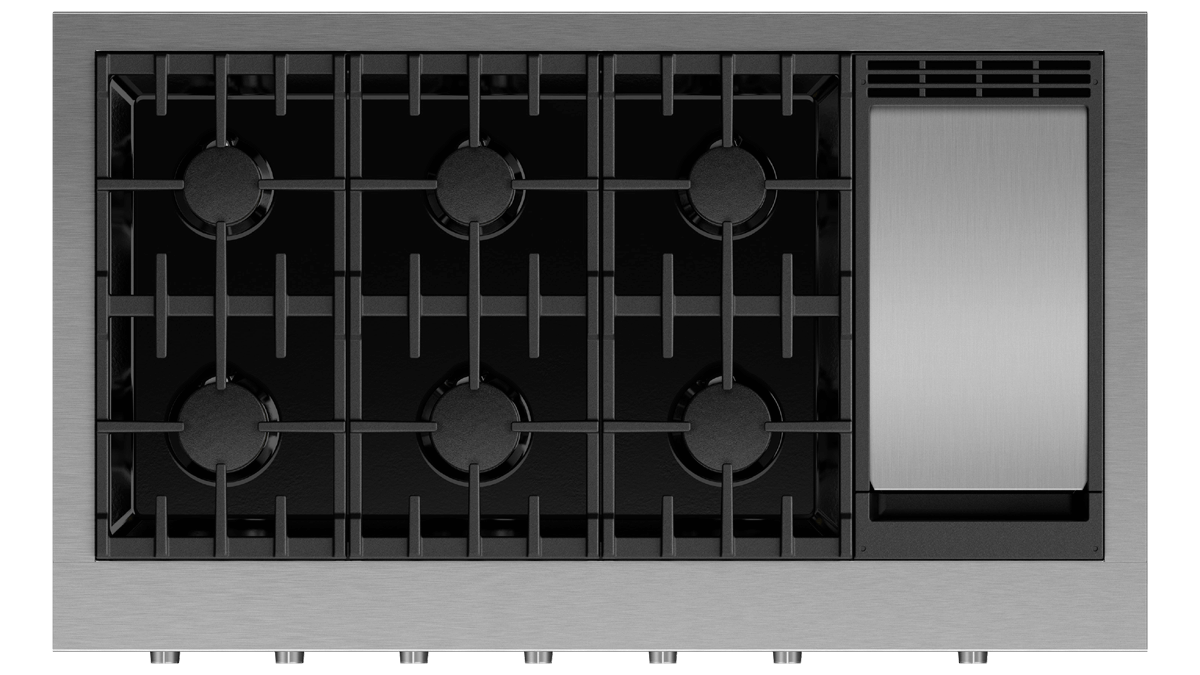 Fisher & Paykel CPV3-486GD-N Professional Rangetop top surface detail