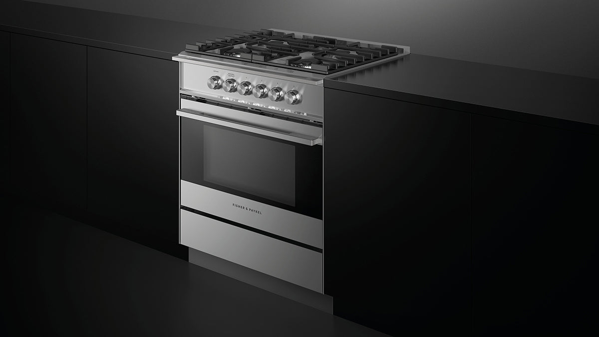 Fisher & Paykel OR30SDG4X1 range in situ kitchen feature shot