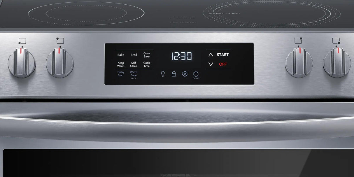 Frigidaire 30" Front Control Freestanding Electric Range with Convection &amp; Self-Clean, 5.3 Cu. Ft., Stainless Steel - FCFE308LAF