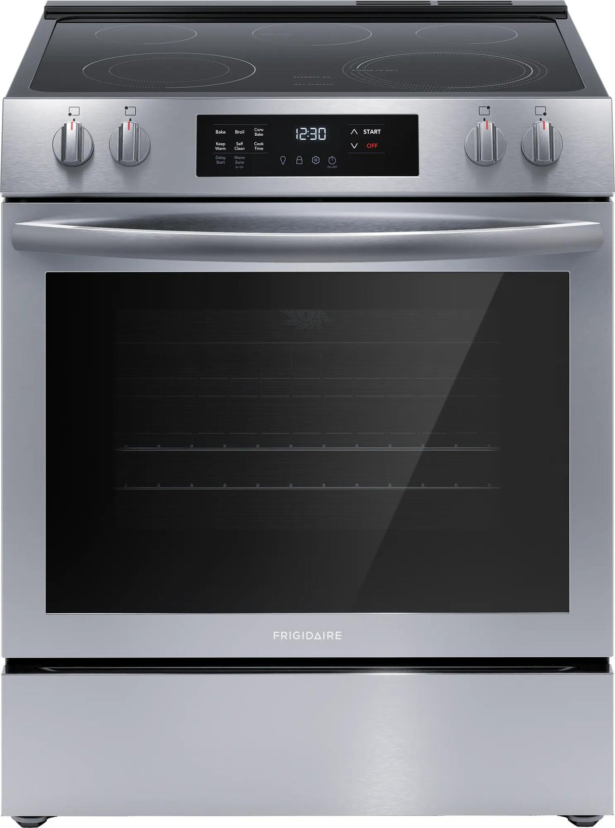 Frigidaire 30" Front Control Freestanding Electric Range with Convection &amp; Self-Clean, 5.3 Cu. Ft., Stainless Steel - FCFE308LAF