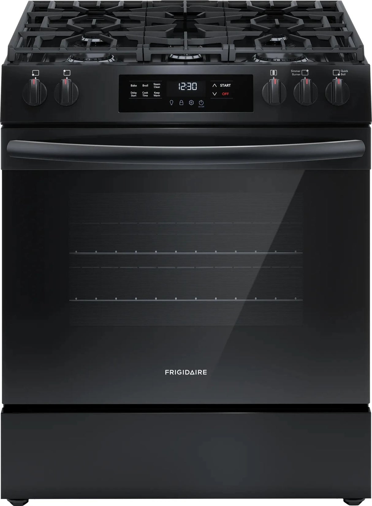 Frigidaire 30" Front Control Gas Range with Quick Boil - (FCFG3062AB) - FRIGIDAIRE