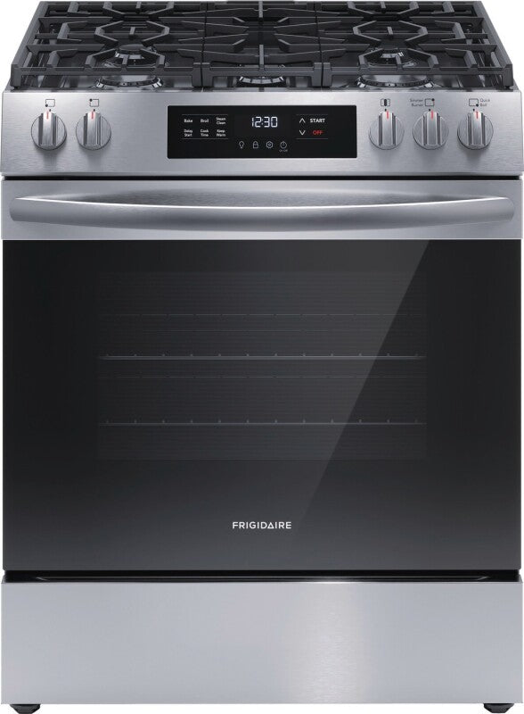 Frigidaire 30" Front Control Gas Range with Quick Boil - (FCFG3062AS) - FRIGIDAIRE
