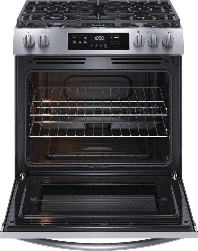Frigidaire 30" Front Control Gas Range with Quick Boil - (FCFG3062AS) - FRIGIDAIRE