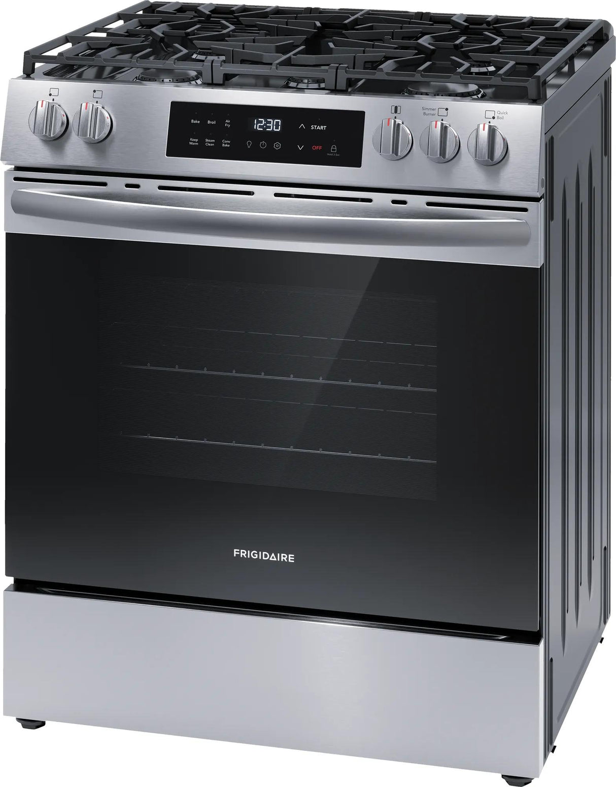 Frigidaire 30" Front Control Freestanding Gas Range with Air Fry, 5.1 Cu. Ft., Stainless Steel - FCFG3082BS