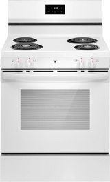 Frigidaire FCRC3012BW 30-inch electric coil range in white, front view