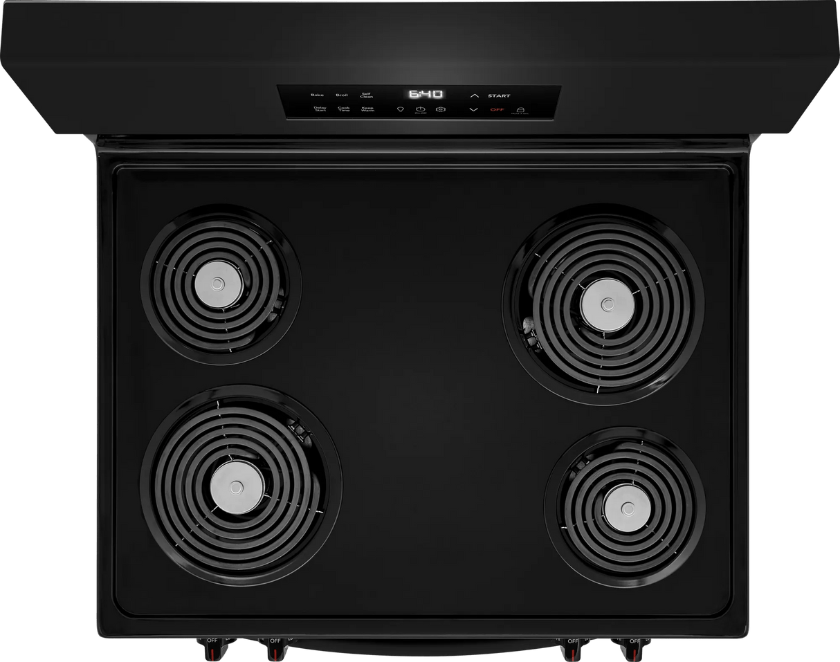 Frigidaire 30" Freestanding Electric Coil Range with Self-Clean, 5.3 Cu. Ft., Black - FCRC3022BB