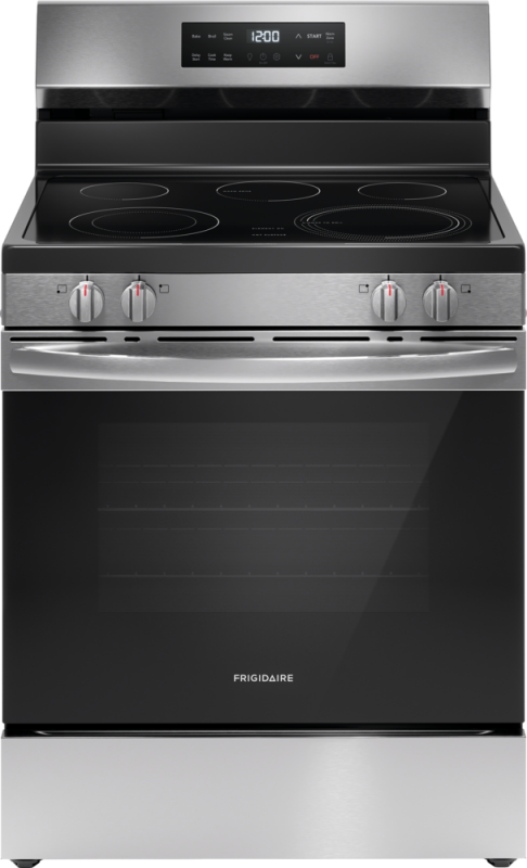 30-in Glass Top 5 Burners 5.3-cu ft Steam Cleaning Freestanding Electric Range - (FCRE306LAF) -