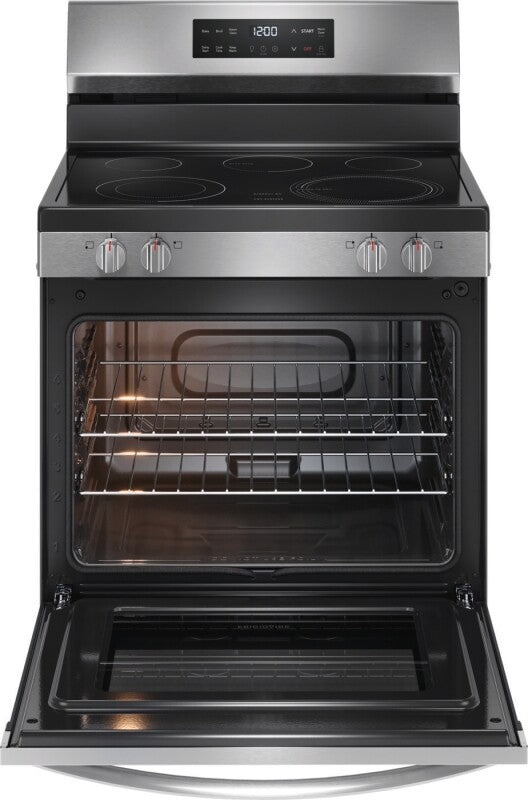 30-in Glass Top 5 Burners 5.3-cu ft Steam Cleaning Freestanding Electric Range - (FCRE306LAF) -