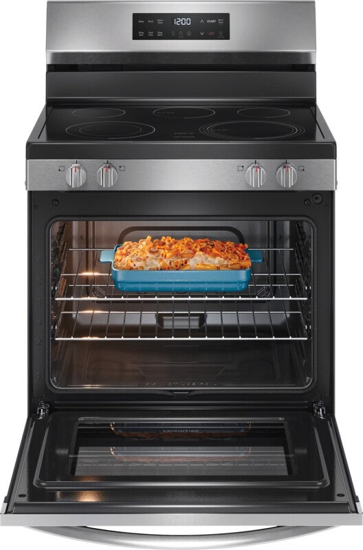30-in Glass Top 5 Burners 5.3-cu ft Steam Cleaning Freestanding Electric Range - (FCRE306LAF) -