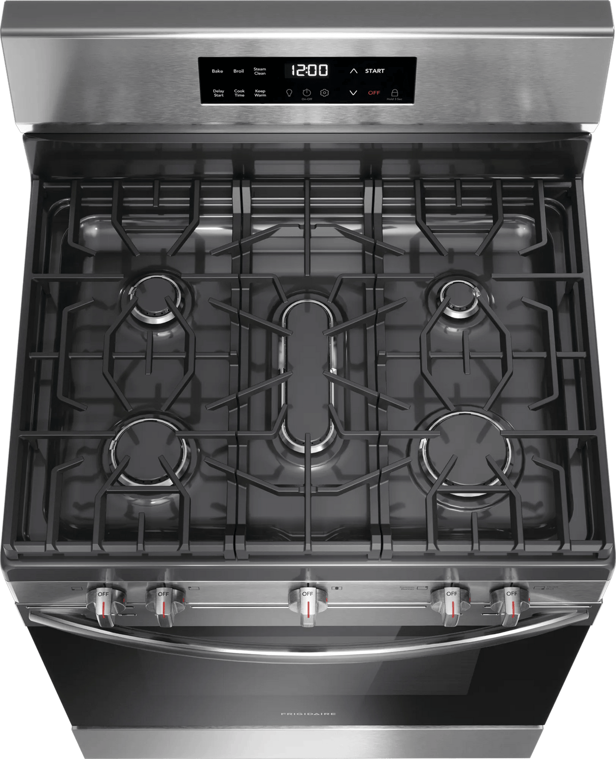 Frigidaire 30" Freestanding Gas Range with Quick Boil &amp; Steam Clean, 5.1 Cu. Ft., Stainless Steel - FCRG306LAF
