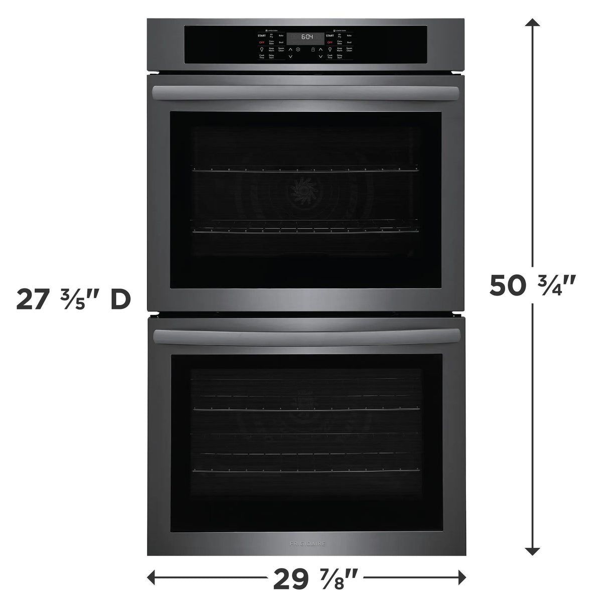 Frigidaire 30" Double Electric Wall Oven with Air Fry &amp; Convection, 10.6 Cu. Ft., Black Stainless Steel - FCWD3030AD