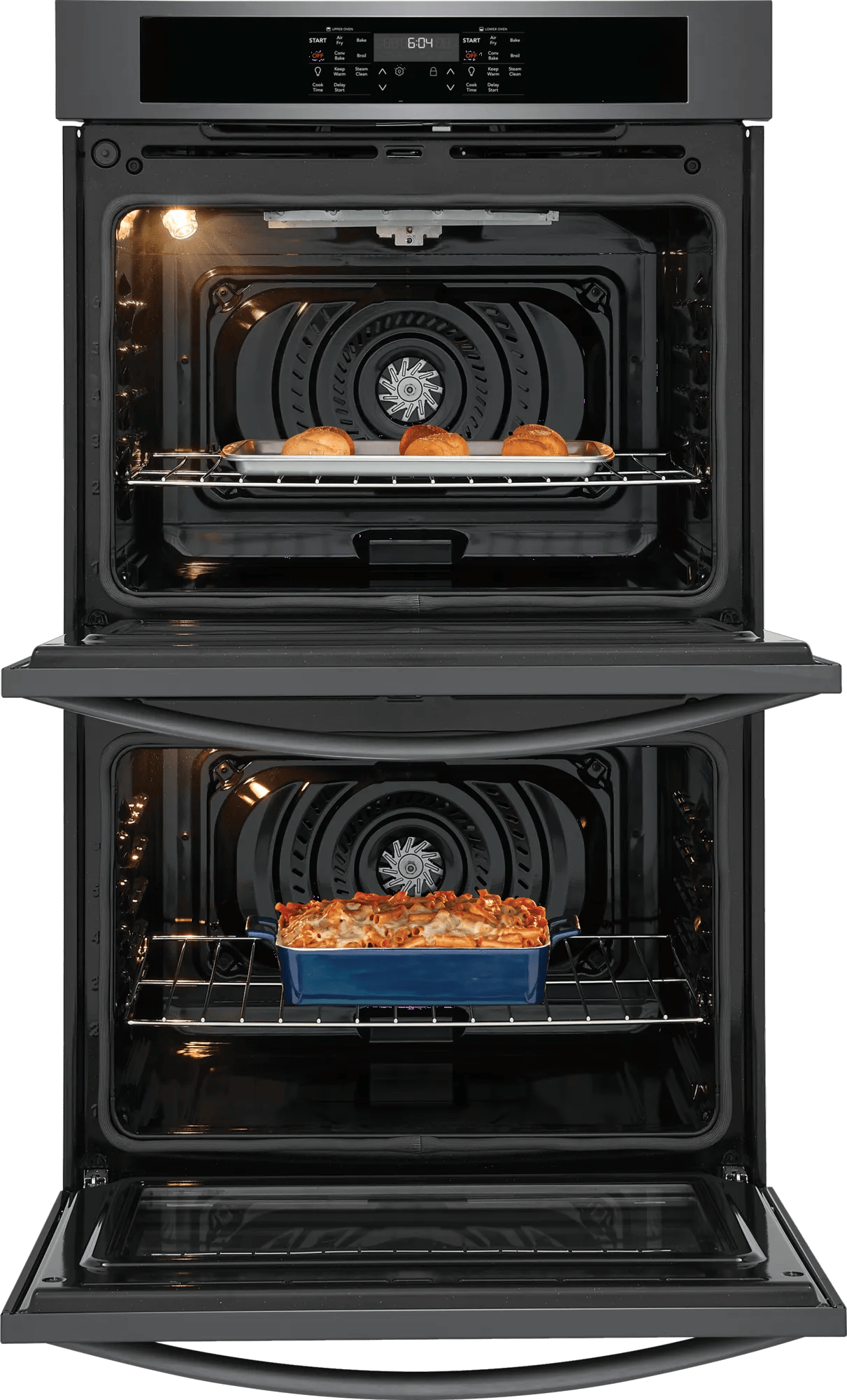 Frigidaire 30" Double Electric Wall Oven with Air Fry &amp; Convection, 10.6 Cu. Ft., Black Stainless Steel - FCWD3030AD