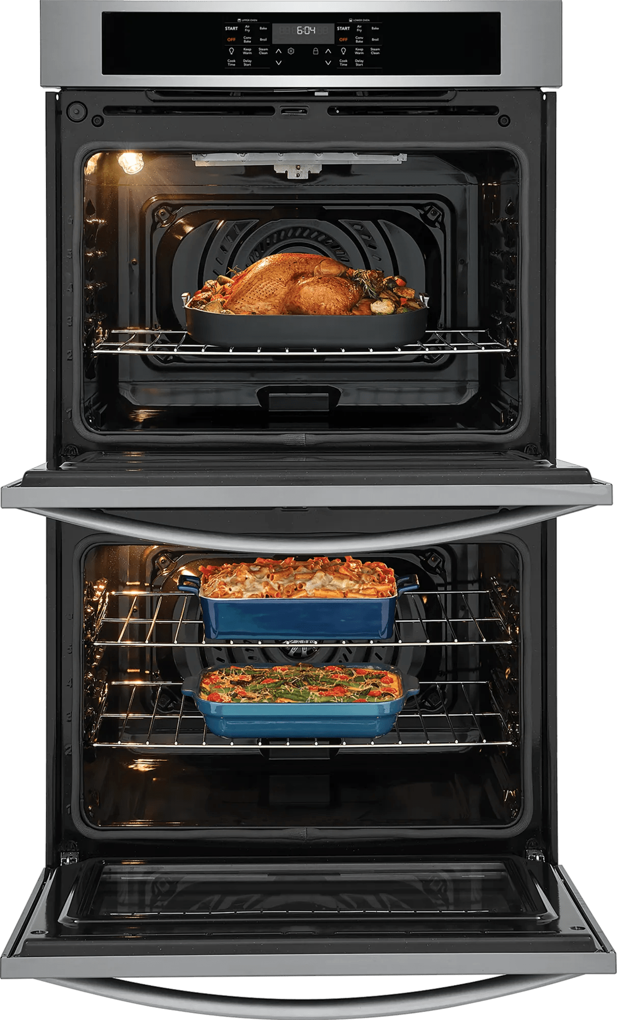 Frigidaire 30" Double Electric Wall Oven with Air Fry &amp; Convection, 10.6 Cu. Ft., Stainless Steel - FCWD3030AS