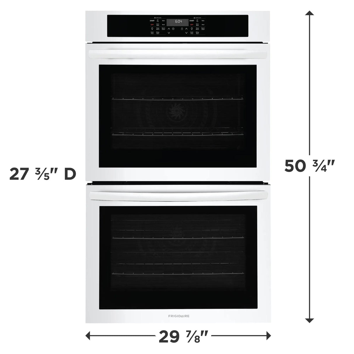 Frigidaire 30" Double Electric Wall Oven with Air Fry &amp; Convection, 10.6 Cu. Ft., White - FCWD3030AW