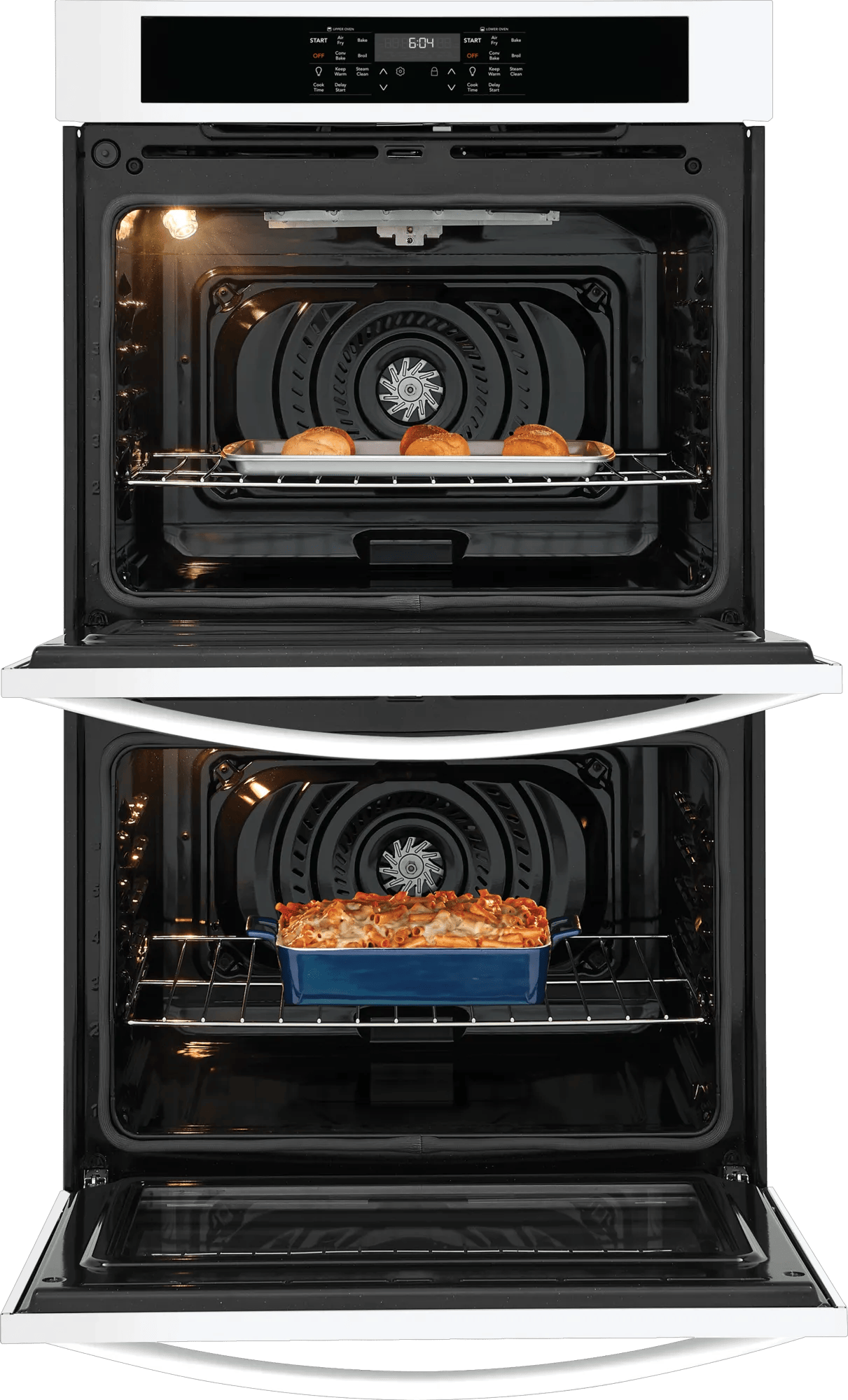 Frigidaire 30" Double Electric Wall Oven with Air Fry &amp; Convection, 10.6 Cu. Ft., White - FCWD3030AW