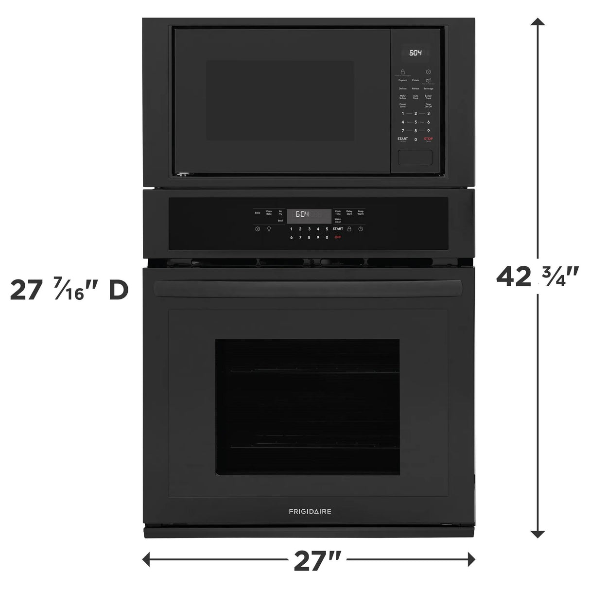 Frigidaire 27" Electric Wall Oven &amp; Microwave Combination with Convection, Black - FCWM2730AB