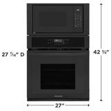 Frigidaire 27" Electric Wall Oven &amp; Microwave Combination with Convection, Black - FCWM2730AB