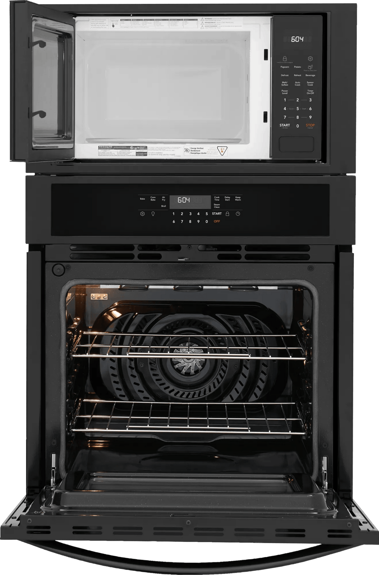 Frigidaire 27" Electric Wall Oven &amp; Microwave Combination with Convection, Black - FCWM2730AB