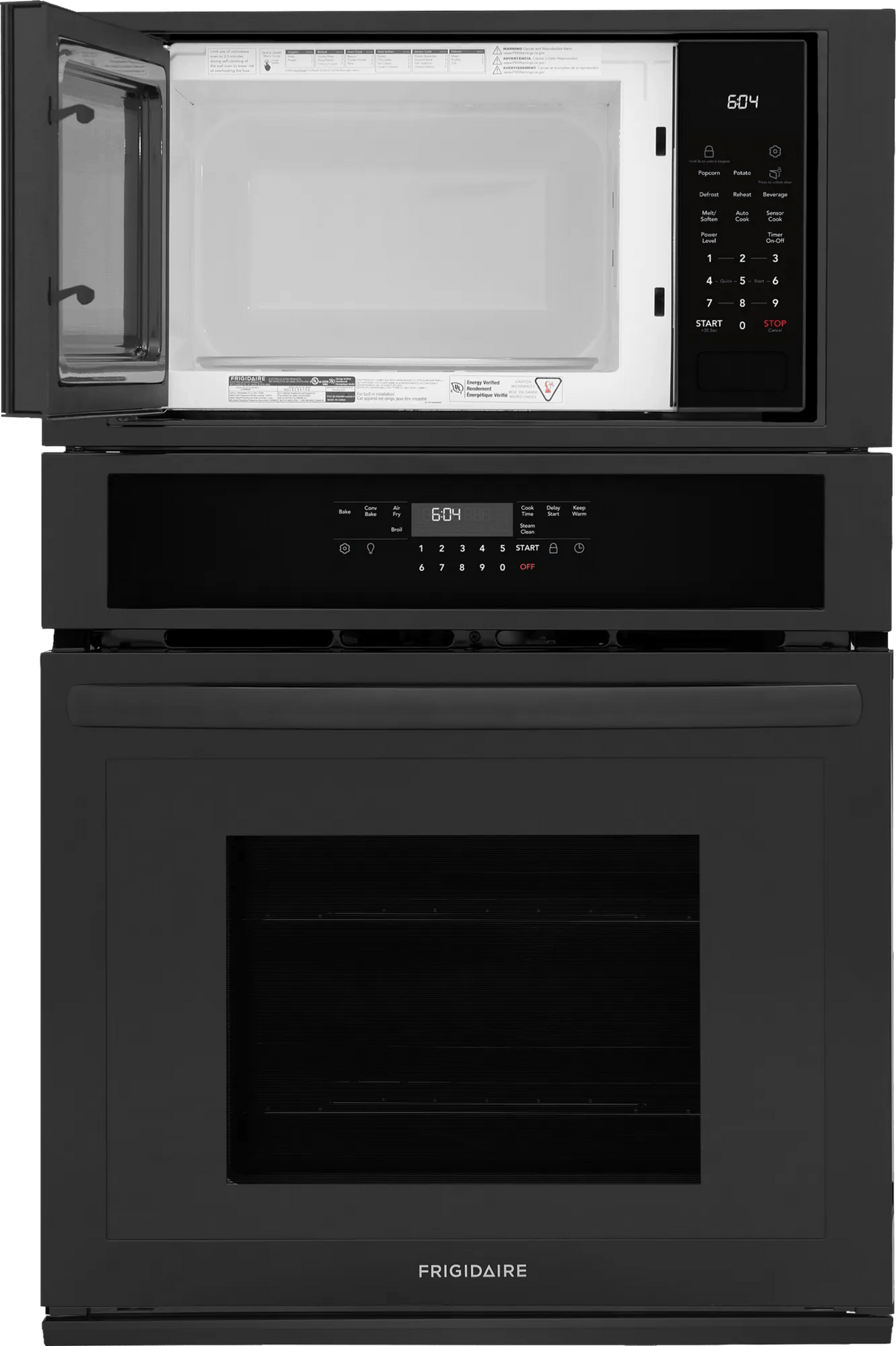 Frigidaire 27" Electric Wall Oven &amp; Microwave Combination with Convection, Black - FCWM2730AB